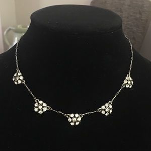 Delicate Vintage Rhinestone Necklace, Silver - 15”